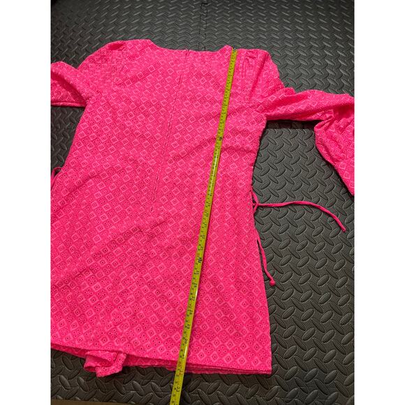 Lilly Pulitzer Aisha Romper Eyelet Lace Pink Isle Ditzy Diamond Poly Eyelet 10 - Picture 10 of 11